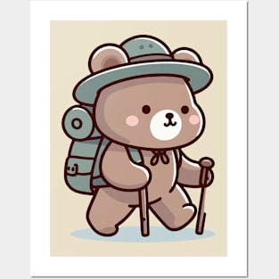 Cute bear Hiking Posters and Art